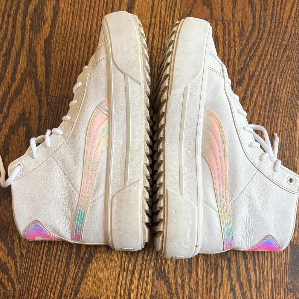 Puma White High-Top Sneakers with Iridescent Detail